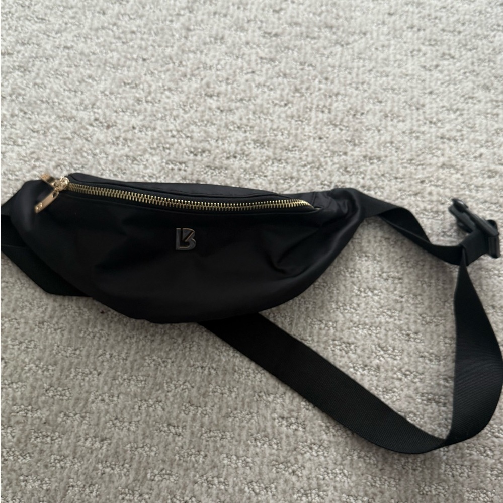 Black Belt Bag with Gold Zipper
